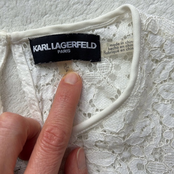 karl lagerfeld paris chambray + lace top - Picture 9 of 9
